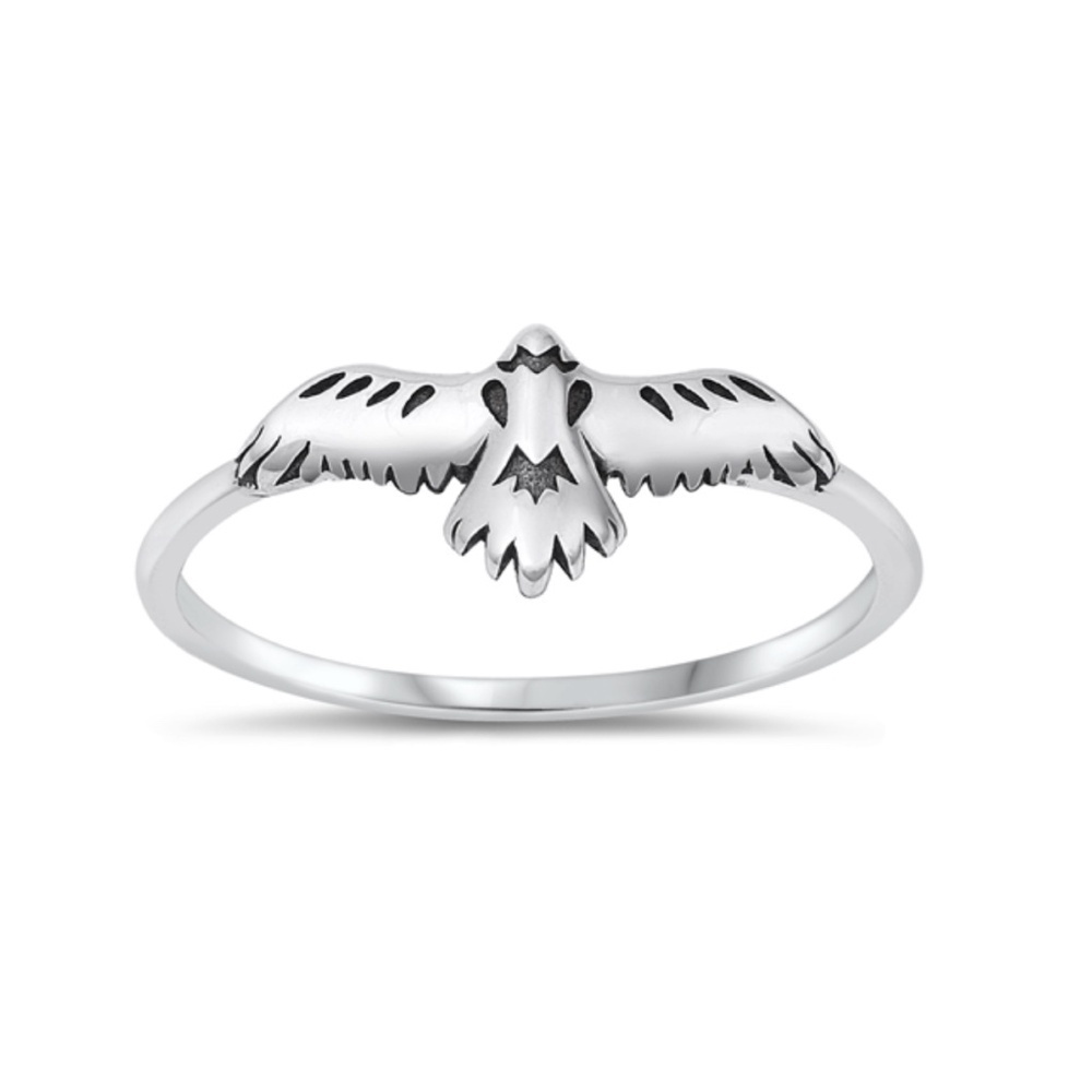 Sterling Silver Eagle Spirit Ring – Size 8 (Sample Piece)